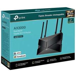 Router Wireless Gigabit TP-LINK Archer AX53 AX3000, Wi-Fi 6, Dual-Band 574 + 2402 Mbps, negru Router Wireless Gigabit TP-LINK Archer AX53 AX3000, Wi-Fi 6, Dual-Band 574 + 2402 Mbps, negru