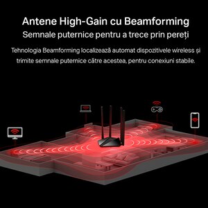 Router Wireless Gigabit MERCUSYS MR30G AC1200, Dual-Band 300 + 867 Mbps, negru Router Wireless Gigabit MERCUSYS MR30G AC1200, Dual-Band 300 + 867 Mbps, negru