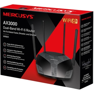 Router Wireless Gigabit MERCUSYS MR80X AX3000, WI-Fi 6, Dual-Band 574 + 2402 Mbps, negru Router Wireless Gigabit MERCUSYS MR80X AX3000, WI-Fi 6, Dual-Band 574 + 2402 Mbps, negru