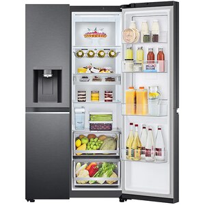 Side by Side LG GSJV91MCAE, Total No Frost, 635 l, H 179 cm, Clasa E, Dozator apa UVnano, DoorCooling+, ThinQ, negru Side by Side LG GSJV91MCAE, Total No Frost, 635 l, H 179 cm, Clasa E, Dozator apa UVnano, DoorCooling+, ThinQ, negru