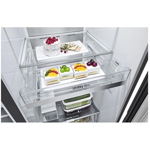 Side by Side LG GSJV91MCAE, Total No Frost, 635 l, H 179 cm, Clasa E, Dozator apa UVnano, DoorCooling+, ThinQ, negru Side by Side LG GSJV91MCAE, Total No Frost, 635 l, H 179 cm, Clasa E, Dozator apa UVnano, DoorCooling+, ThinQ, negru