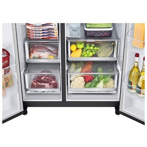 Side by Side LG GSJV91MCAE, Total No Frost, 635 l, H 179 cm, Clasa E, Dozator apa UVnano, DoorCooling+, ThinQ, negru Side by Side LG GSJV91MCAE, Total No Frost, 635 l, H 179 cm, Clasa E, Dozator apa UVnano, DoorCooling+, ThinQ, negru
