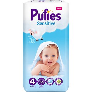 Scutece PUFIES Sensitive nr 4, Unisex, 9-14 kg, 56 buc Scutece PUFIES Sensitive nr 4, Unisex, 9-14 kg, 56 buc