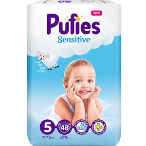 Scutece PUFIES Sensitive nr 5, Unisex, 11-16 kg, 48 buc Scutece PUFIES Sensitive nr 5, Unisex, 11-16 kg, 48 buc