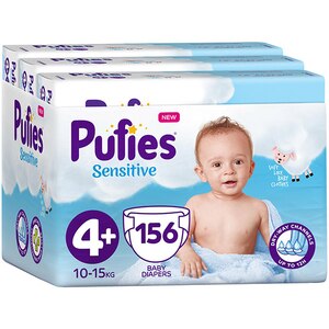 Scutece PUFIES Sensitive nr 4+, Unisex, 10-15 kg, 156 buc Scutece PUFIES Sensitive nr 4+, Unisex, 10-15 kg, 156 buc