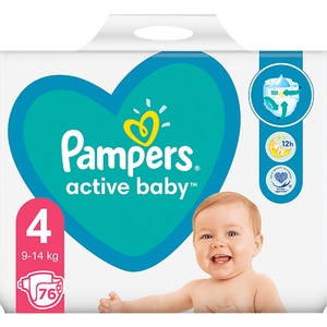 Scutece PAMPERS Active Baby Giant Pack nr 4, Unisex, 9-14 kg, 76 buc Scutece PAMPERS Active Baby Giant Pack nr 4, Unisex, 9-14 kg, 76 buc