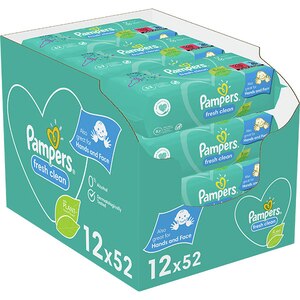 Servetele umede PAMPERS Fresh Clean, 12 pachete, 624 buc Servetele umede PAMPERS Fresh Clean, 12 pachete, 624 buc