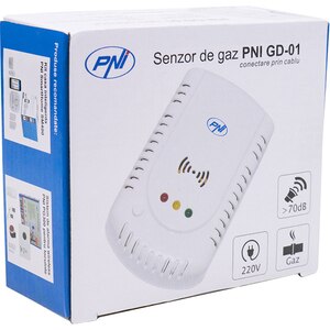 Senzor de gaz PNI GD-01, avertizare sonora si luminoasa, alb Senzor de gaz PNI GD-01, avertizare sonora si luminoasa, alb
