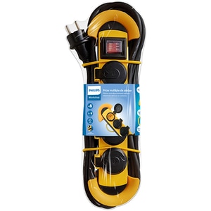 Prelungitor PHILIPS SPN5140YC/58, 4 prize, 5m, IP44, galben-negru Prelungitor PHILIPS SPN5140YC/58, 4 prize, 5m, IP44, galben-negru