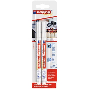 Set marker pentru sticla EDDING 4085, creta lichida pe baza de apa, 1-2 mm, 2 buc, alb Set marker pentru sticla EDDING 4085, creta lichida pe baza de apa, 1-2 mm, 2 buc, alb