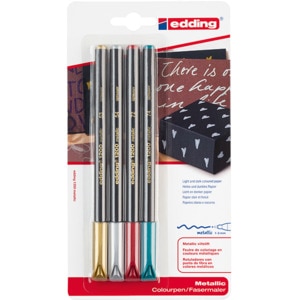 Set markere EDDING 1200, 4 culori metalizate Set markere EDDING 1200, 4 culori metalizate
