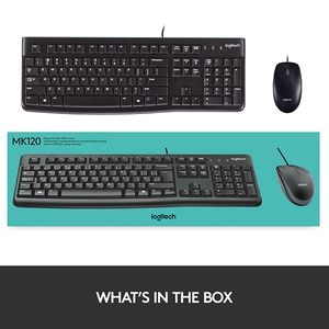 Kit tastatura si mouse cu fir LOGITECH MK120, USB, Layout US INT, negru Kit tastatura si mouse cu fir LOGITECH MK120, USB, Layout US INT, negru