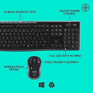 Kit tastatura si mouse Wireless LOGITECH MK270, USB, Layout UK, negru Kit tastatura si mouse Wireless LOGITECH MK270, USB, Layout UK, negru