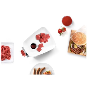 Masina de tocat carne BOSCH SmartPower MFW2515W, 1.7kg/min, 1500W, accesoriu carnati/suc de rosii, alb-gri Masina de tocat carne BOSCH SmartPower MFW2515W, 1.7kg/min, 1500W, accesoriu carnati/suc de rosii, alb-gri