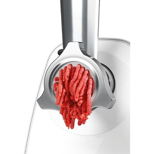 Masina de tocat carne BOSCH SmartPower MFW2520W, 1.7kg/min, 350W, accesoriu carnati/kebbe, alb-gri Masina de tocat carne BOSCH SmartPower MFW2520W, 1.7kg/min, 350W, accesoriu carnati/kebbe, alb-gri