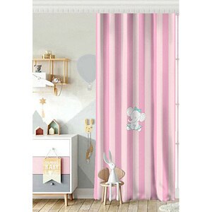 Draperie Mila Home Elephant, rejansa, 140 x 260 cm, semiopac, roz-alb Draperie Mila Home Elephant, rejansa, 140 x 260 cm, semiopac, roz-alb