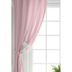 Draperie Mila Home Elephant, rejansa, 140 x 260 cm, semiopac, roz-alb Draperie Mila Home Elephant, rejansa, 140 x 260 cm, semiopac, roz-alb