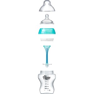 Biberon cu sistem de ventilatie TOMMEE TIPPEE Advanced, flux lent, 0 luni +, 260 ml, albastru - transparent Biberon cu sistem de ventilatie TOMMEE TIPPEE Advanced, flux lent, 0 luni +, 260 ml, albastru - transparent