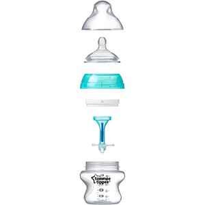 Set biberoane cu sistem de ventilatie TOMMEE TIPPEE Advanced: 2 x biberoane 150 ml, flux lent, 0 luni +, bleu - transparent Set biberoane cu sistem de ventilatie TOMMEE TIPPEE Advanced: 2 x biberoane 150 ml, flux lent, 0 luni +, bleu - transparent