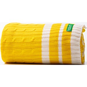 Patura BENETTON Rainbow1, 140 x 190 cm, acril, galben-alb Patura BENETTON Rainbow1, 140 x 190 cm, acril, galben-alb