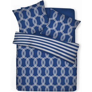 Lenjerie de pat Navy, 2 persoane, 52% poliester + 48% bumbac, 200 x 220 cm, 3 piese Lenjerie de pat Navy, 2 persoane, 52% poliester + 48% bumbac, 200 x 220 cm, 3 piese