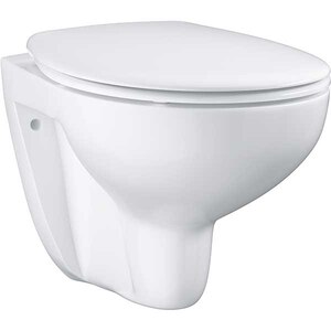 Set vas WC GROHE Bau Ceramic 39351000, montaj suspendat, evacuare orizontala, cu capac, alb Set vas WC GROHE Bau Ceramic 39351000, montaj suspendat, evacuare orizontala, cu capac, alb
