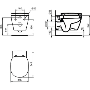 Vas WC IDEAL STANDARD Connect E803501, montaj suspendat, evacuare orizontala, alb Vas WC IDEAL STANDARD Connect E803501, montaj suspendat, evacuare orizontala, alb