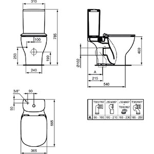 Vas WC IDEAL STANDARD Tesi T008701, montaj pe pardoseala, evacuare orizontala, alb Vas WC IDEAL STANDARD Tesi T008701, montaj pe pardoseala, evacuare orizontala, alb