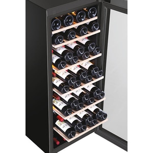 Racitor de vinuri HAIER HWS84GA, 84 sticle, H 127 cm, Clasa G, negru Racitor de vinuri HAIER HWS84GA, 84 sticle, H 127 cm, Clasa G, negru