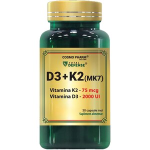 Supliment D3 + K2 (Mk 7), 30 capsule, COSMO PHARM Supliment D3 + K2 (Mk 7), 30 capsule, COSMO PHARM