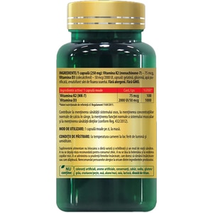 Supliment D3 + K2 (Mk 7), 60 capsule, COSMO PHARM Supliment D3 + K2 (Mk 7), 60 capsule, COSMO PHARM