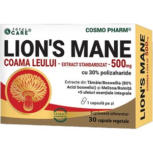 Supliment Coama Leului 500 mg, 30 capsule, COSMO PHARM Supliment Coama Leului 500 mg, 30 capsule, COSMO PHARM