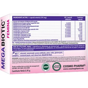 Supliment Mega Biotic Femina, 10 capsule, COSMO PHARM Supliment Mega Biotic Femina, 10 capsule, COSMO PHARM