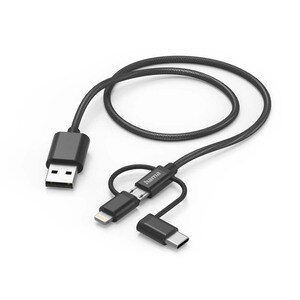 Cablu date 3 in 1 HAMA 201536, USB-A - MicroUSB/Lightning/USB-C, 1.5m, negru Cablu date 3 in 1 HAMA 201536, USB-A - MicroUSB/Lightning/USB-C, 1.5m, negru