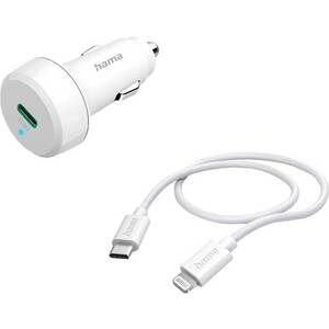 Incarcator auto HAMA 201611, 1x USB-C, Power Delivery (PD) 20W, cablu Lightning, alb Incarcator auto HAMA 201611, 1x USB-C, Power Delivery (PD) 20W, cablu Lightning, alb