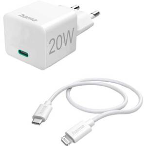 Incarcator retea HAMA 201620, 20W, 1xUSB-C, Power Delivery (PD), cablu Lightning, alb Incarcator retea HAMA 201620, 20W, 1xUSB-C, Power Delivery (PD), cablu Lightning, alb