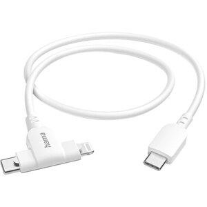 Cablu date 2 in 1 HAMA 201722, USB-C - USB-C/Lightning, 1.5 m, alb Cablu date 2 in 1 HAMA 201722, USB-C - USB-C/Lightning, 1.5 m, alb