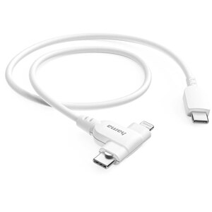 Cablu date 2 in 1 HAMA 201722, USB-C - USB-C/Lightning, 1.5 m, alb Cablu date 2 in 1 HAMA 201722, USB-C - USB-C/Lightning, 1.5 m, alb