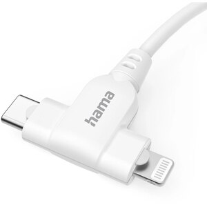 Cablu date 2 in 1 HAMA 201722, USB-C - USB-C/Lightning, 1.5 m, alb Cablu date 2 in 1 HAMA 201722, USB-C - USB-C/Lightning, 1.5 m, alb