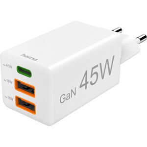 Incarcator retea HAMA 201995, 1x USB-C, 2x USB-A, Power Delivery (PD), Quick Charge 3.0, GaN, 45W, alb Incarcator retea HAMA 201995, 1x USB-C, 2x USB-A, Power Delivery (PD), Quick Charge 3.0, GaN, 45W, alb