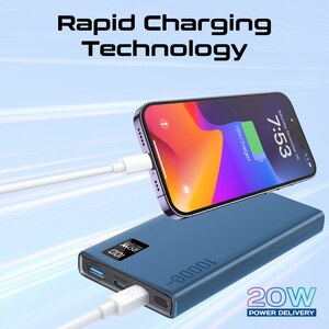 Baterie externa PROMATE Bolt-10PD, 10000mAh, 2xUSB-C, 1xUSB-A, albastru Baterie externa PROMATE Bolt-10PD, 10000mAh, 2xUSB-C, 1xUSB-A, albastru
