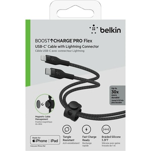 Cablu de date BELKIN Boost Charge Pro Flex CAA011bt1MBK, USB-C - Lightning, 1m, negru Cablu de date BELKIN Boost Charge Pro Flex CAA011bt1MBK, USB-C - Lightning, 1m, negru