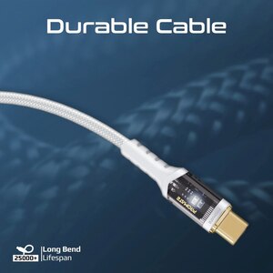Cablu date PROMATE LucidLine-CC200, USB-C - USB-C, 100W Power Delivery, 2m, alb Cablu date PROMATE LucidLine-CC200, USB-C - USB-C, 100W Power Delivery, 2m, alb