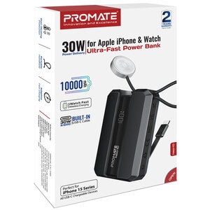 Baterie externa PROMATE Neo-10, 10000mAh, Incarcare Apple Watch 2.5W, 1x USB-C Power Delivery (PD) 30W, negru Baterie externa PROMATE Neo-10, 10000mAh, Incarcare Apple Watch 2.5W, 1x USB-C Power Delivery (PD) 30W, negru