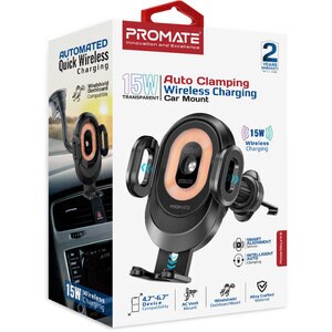 Suport auto cu incarcare wireless PROMATE PowerMount-2, parbriz/ventilatie, 15W, negru Suport auto cu incarcare wireless PROMATE PowerMount-2, parbriz/ventilatie, 15W, negru
