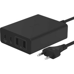 Incarcator retea BELKIN WCH010vfBK, 2xUSB-C 65W, 2xUSB-A 12W, Power Delivery (PD) 108W, GaN, negru Incarcator retea BELKIN WCH010vfBK, 2xUSB-C 65W, 2xUSB-A 12W, Power Delivery (PD) 108W, GaN, negru