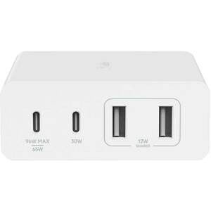 Incarcator retea BELKIN WCH010vfWH, 2xUSB-C 65W, 2xUSB-A 12W, Power Delivery (PD) 108W, GaN, alb Incarcator retea BELKIN WCH010vfWH, 2xUSB-C 65W, 2xUSB-A 12W, Power Delivery (PD) 108W, GaN, alb
