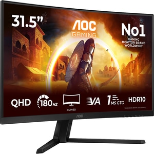 Monitor Gaming curbat WLED Fast VA AOC CQ32G4VE, 31.5" QHD, 180Hz, FreeSync Premium, Flicker Free, negru Monitor Gaming curbat WLED Fast VA AOC CQ32G4VE, 31.5" QHD, 180Hz, FreeSync Premium, Flicker Free, negru