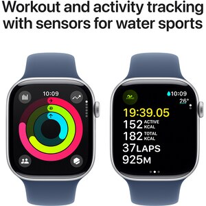 APPLE Watch 10, GPS + Cellular, 42mm, Silver Aluminium Case, Denim Sport Band - S/M APPLE Watch 10, GPS + Cellular, 42mm, Silver Aluminium Case, Denim Sport Band - S/M