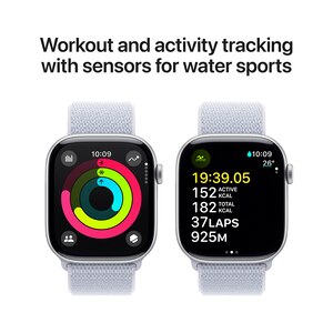 APPLE Watch 10, GPS, 46mm, Silver Aluminium Case, Blue Cloud Sport Loop APPLE Watch 10, GPS, 46mm, Silver Aluminium Case, Blue Cloud Sport Loop
